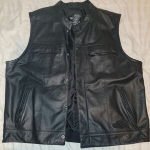 Harley-Davidson Black Leather Reflective Motorcycle Vest